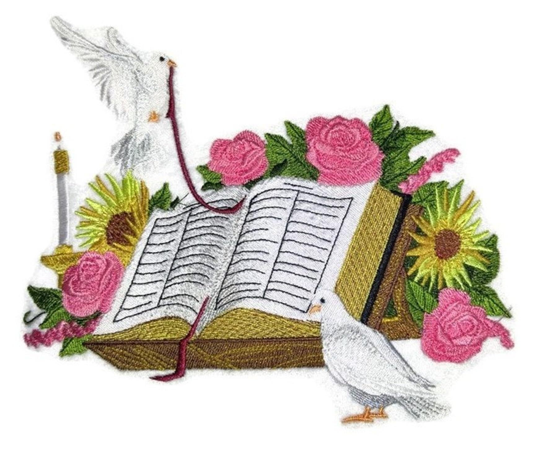 BeyondVision Custom and Unique Bible and Doves Embroidered Iron on/Sew Patch [7.81" 7.09"]