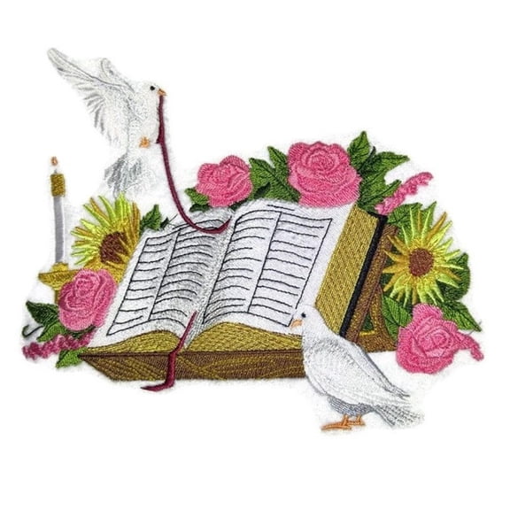 BeyondVision Custom and Unique Bible and Doves Embroidered Iron on/Sew Patch [7.81" 7.09"]