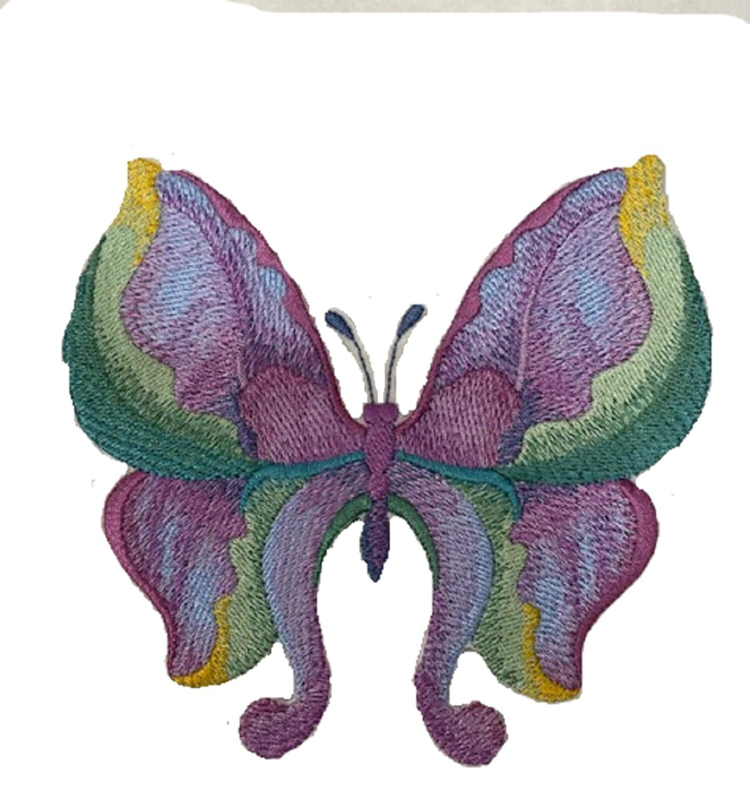 BeyondVision Custom and Unique Water Color Blooms and Butterflies [Watercolor Iris Butterfly] Embroidered Iron on/Sew patch [5.3" 4.85"]