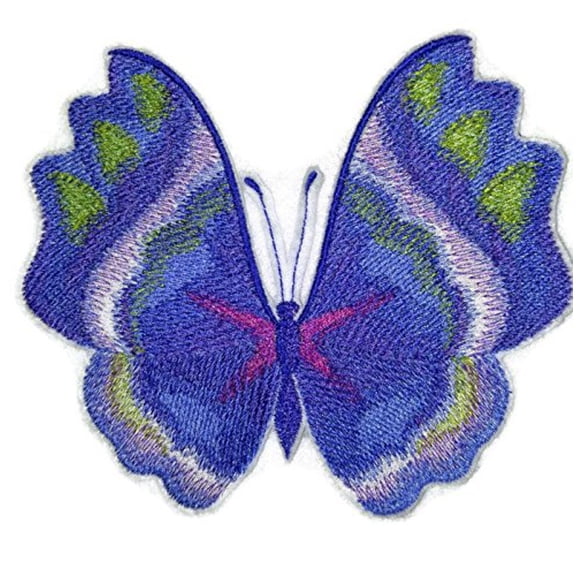 BeyondVision Custom and Unique Water Color Blooms and Butterflies [Watercolor Morning Glory Butterfly] Embroidered Iron on/Sew patch [5.76" 4.85"]