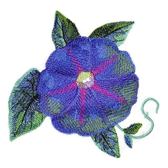 BeyondVision Custom and Unique Watercolor Blooms and Butterflies [Watercolor Morning Glory Bloom] Embroidered Iron on/Sew patch [5.06" 4.85"]