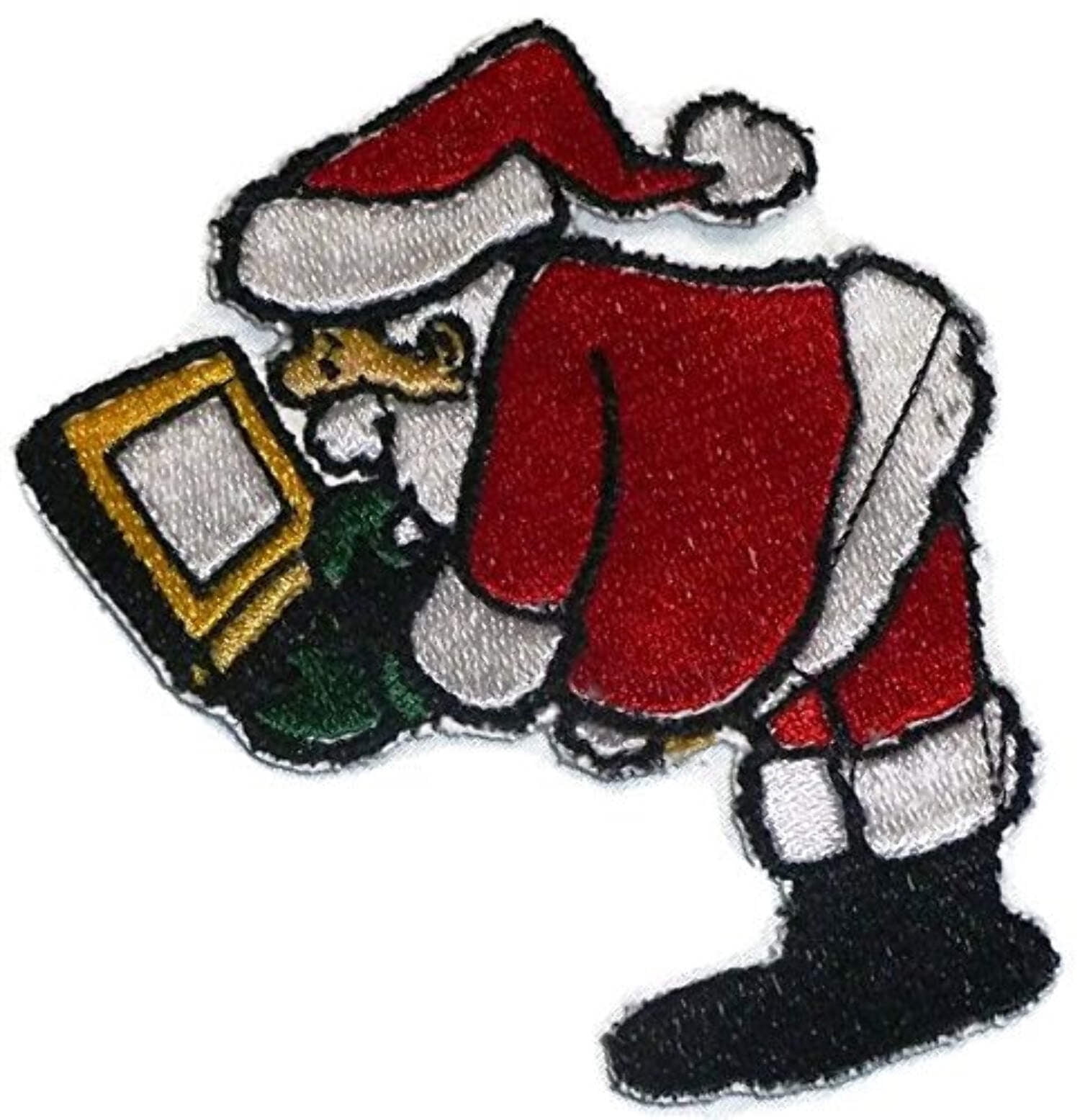 BeyondVision Merry Christmas [Santa On Laptop ] Embroidered Iron on/Sew patch [4.3" 3.5"]