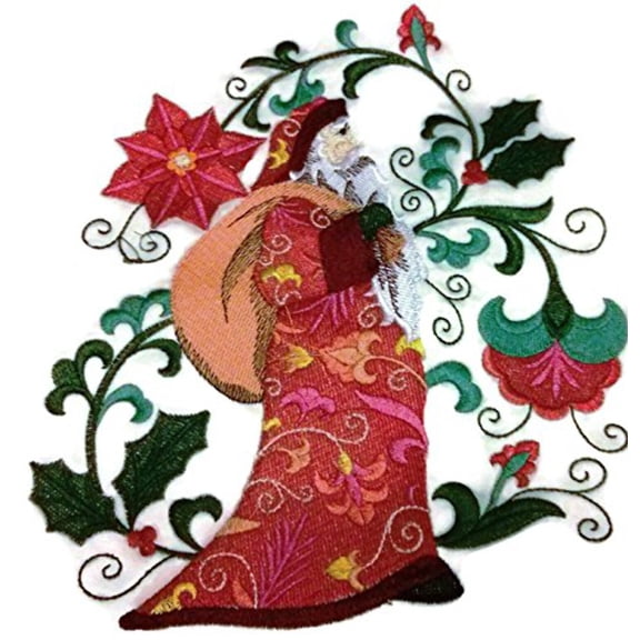 BeyondVision Merry Christmas [Suzani Santa Claus] Embroidered Iron on/Sew patch [5.86" 6.53"]