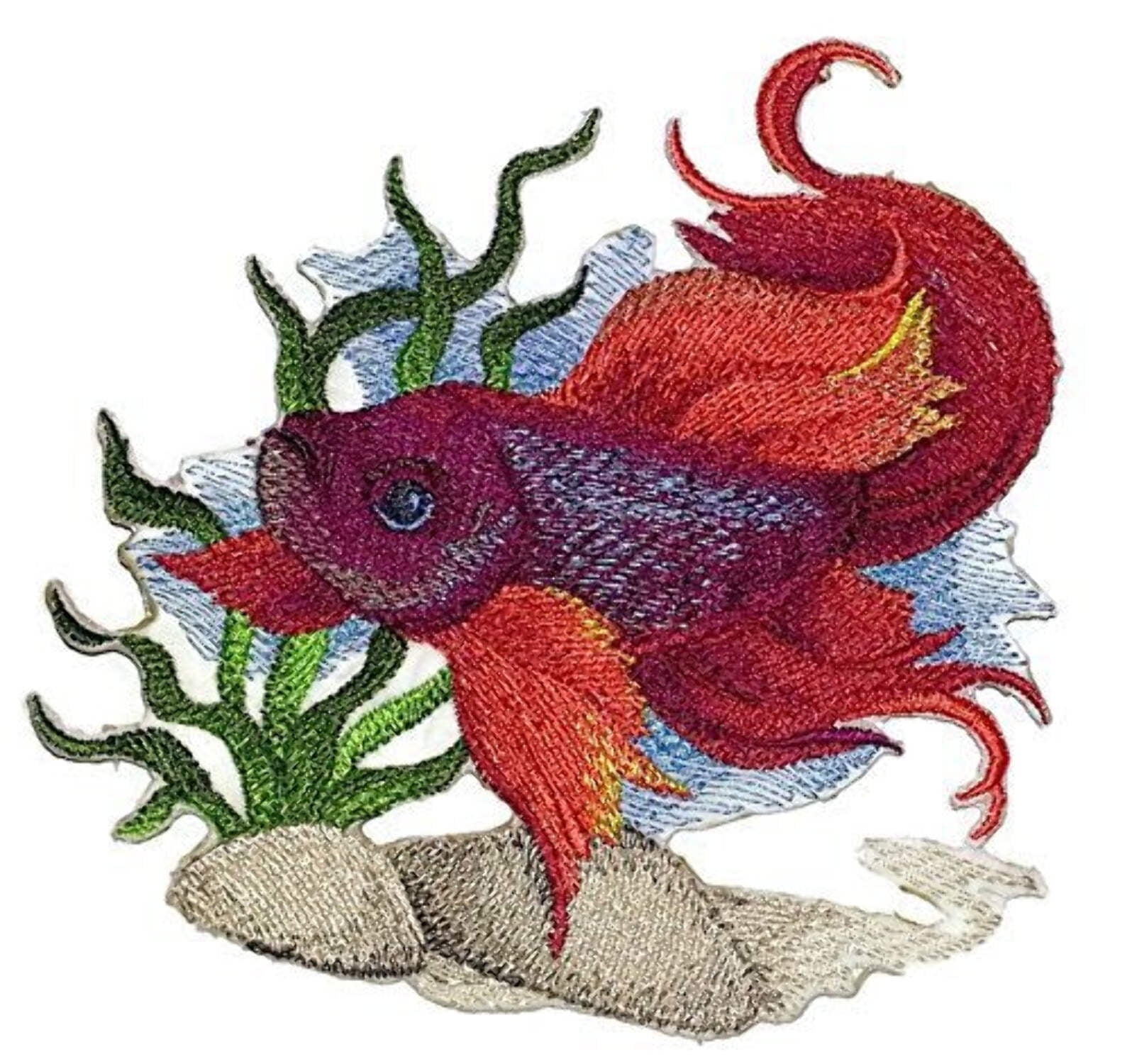 BeyondVision Ocean Calling Custom and Unique[ Betta Water Color Fish ] Embroidered Iron On/Sew Patch [6" x5"]