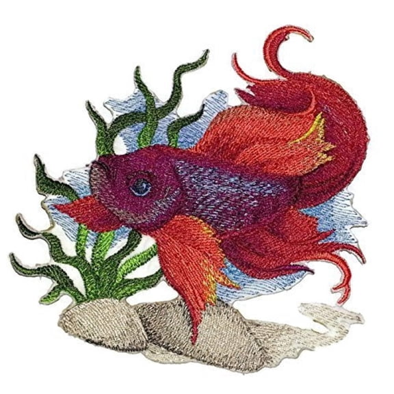 BeyondVision Ocean Calling Custom and Unique[ Betta Water Color Fish ] Embroidered Iron On/Sew Patch [6" x5"]