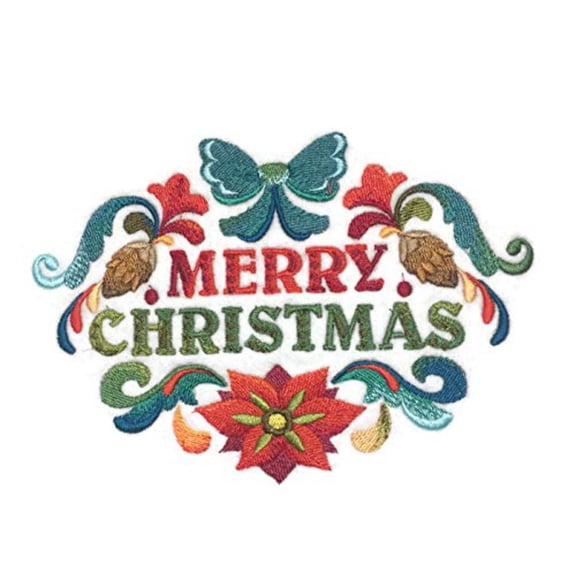 BeyondVision Spring into a Merry Christmas Embroidered Iron on/Sew Patch [6.87" 4.81"]