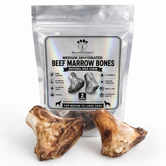 BeyondWhiskers Medium Beef Marrow Bone Dog Chews, Dehydrated, 2 Count