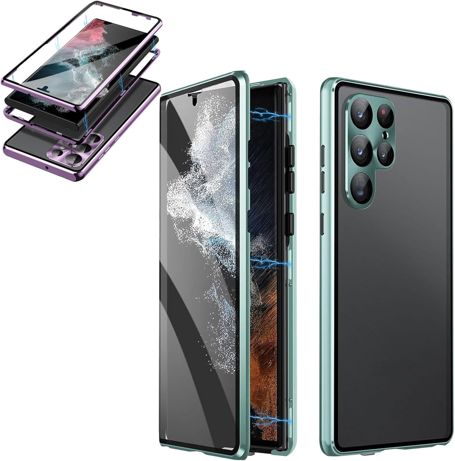 Beyonddraw Magnetic Tempered Glass Double-Sided Phone Case for Samsung ...