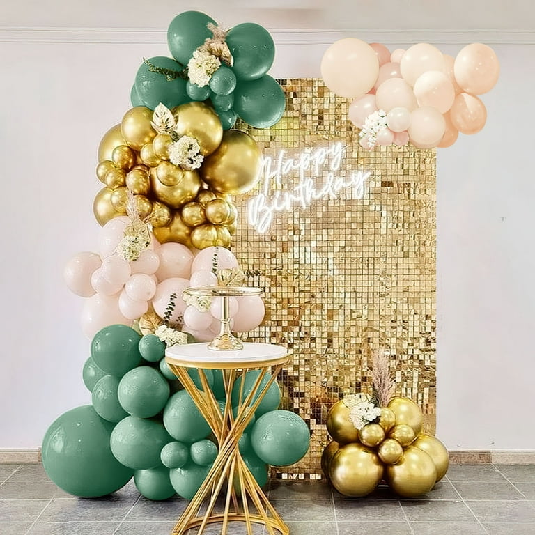 Beyondtrade 117 PCS Sage Olive Green Peach Blush Gold Balloon Garland Arch  Kit for Baby Shower Birthday Party Decorations Supplies