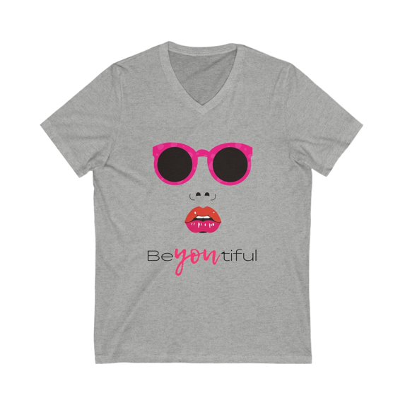 Beyoutiful Tee, Beautiful T-shirt, V-Neck Shirt, Sunglasses and lipstick