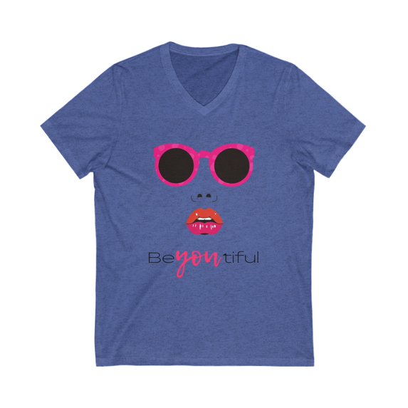 Beyoutiful Tee, Beautiful T-shirt, V-Neck Shirt, Sunglasses and lipstick