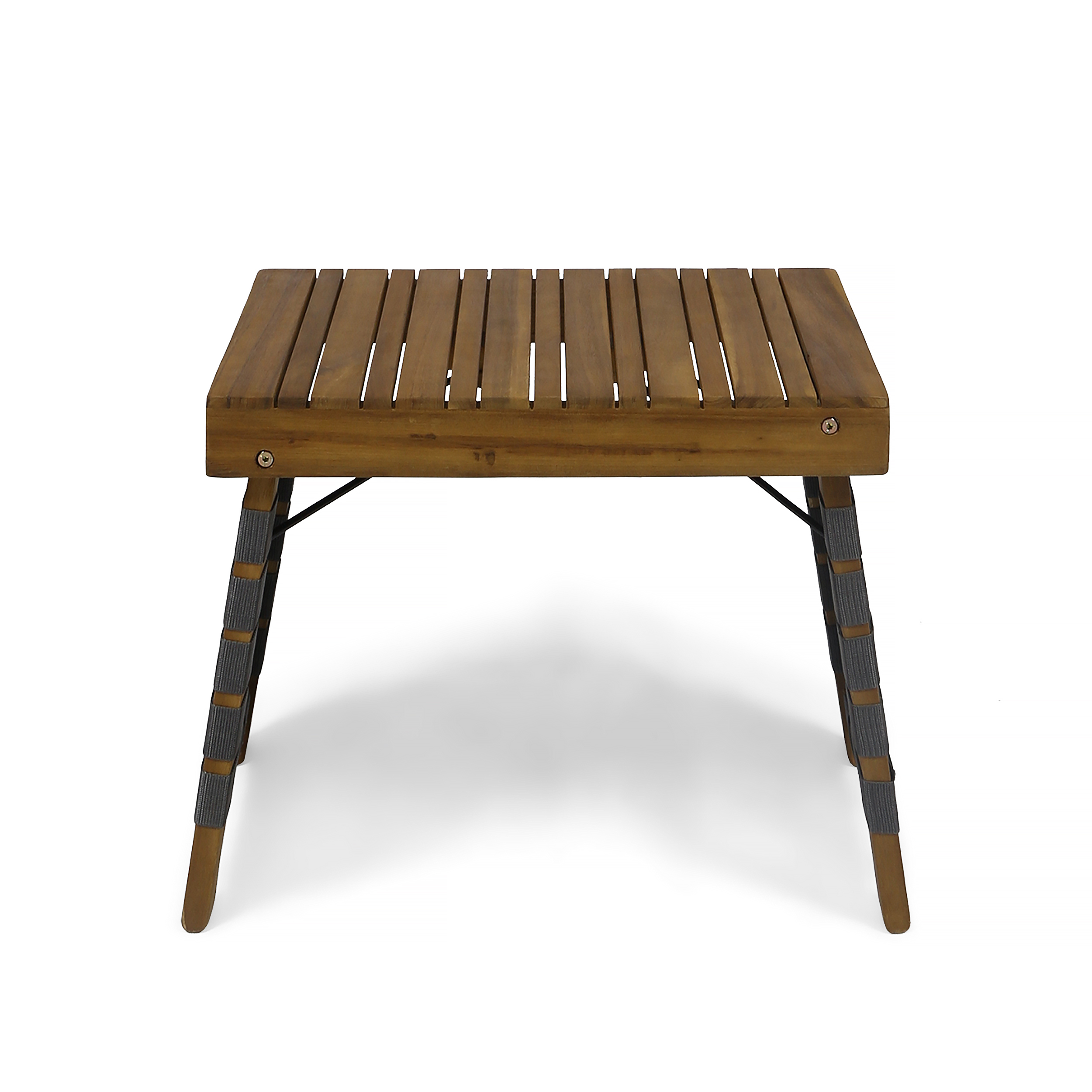 Bezalel Outdoor Acacia Wood Foldable Side Table, Brown Patina and Gray - image 1 of 5