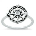 thumbnail image 1 of Bezel Clear Cubic Zirconia Compass Ring Oxidized Sterling Silver Size 9, 1 of 3