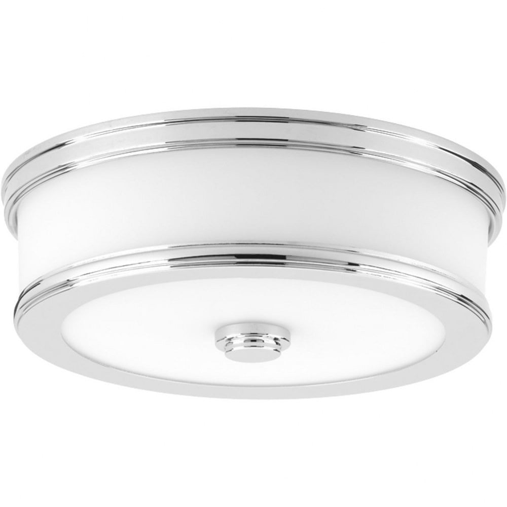 Polished Chrome 10.5" LED Flush Mount with Etched Glass Shade