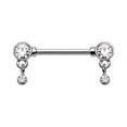 thumbnail image 1 of Bezel Dangle Drop Nipple Barbell Ring, 1 of 1