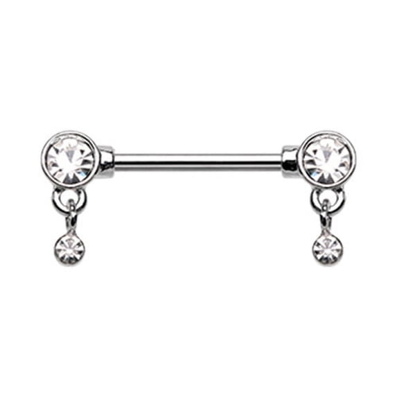 Bezel Dangle Drop Nipple Barbell Ring
