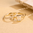 thumbnail image 1 of Bezel Emerald Cut Diamond Engagement Ring Set in 14K Yellow Gold Vermeil- Wedding Set Minimalist Promise Ring Bridal Set, 1 of 7