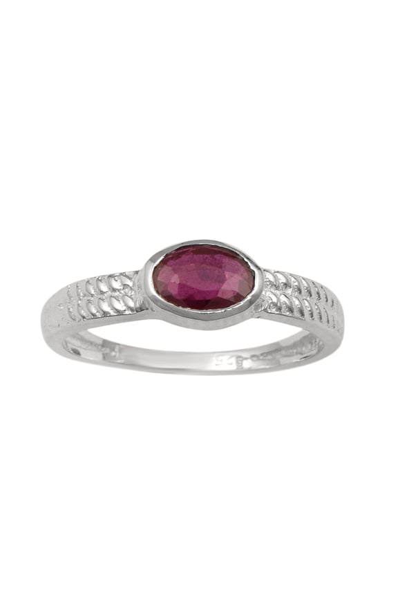 Bezel Set 0.66 Ctw Oval Ruby 925 Sterling Silver Solitaire Women's Mother's Day Gift Ring