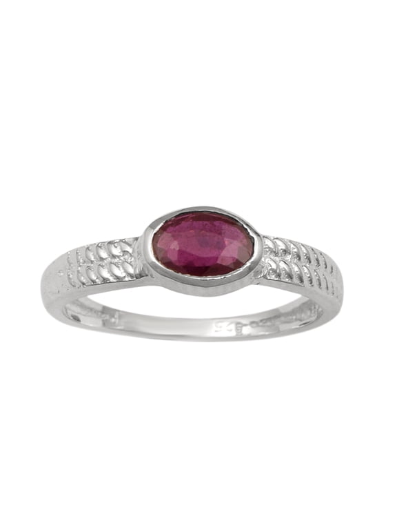 Bezel Set 0.66 Ctw Oval Ruby 925 Sterling Silver Solitaire Women's Mother's Day Gift Ring