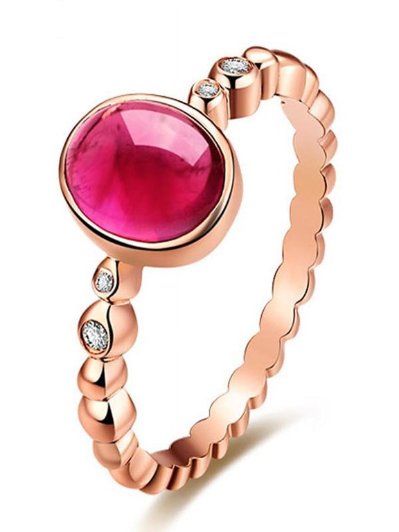 Bezel Set 1 Carat Ruby and Diamond classic Engagement Ring in Rose Gold