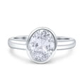 thumbnail image 1 of Bezel Set 10mmX8mm Oval Engagement Ring Cubic Zirconia 925 Sterling Silver, 1 of 5