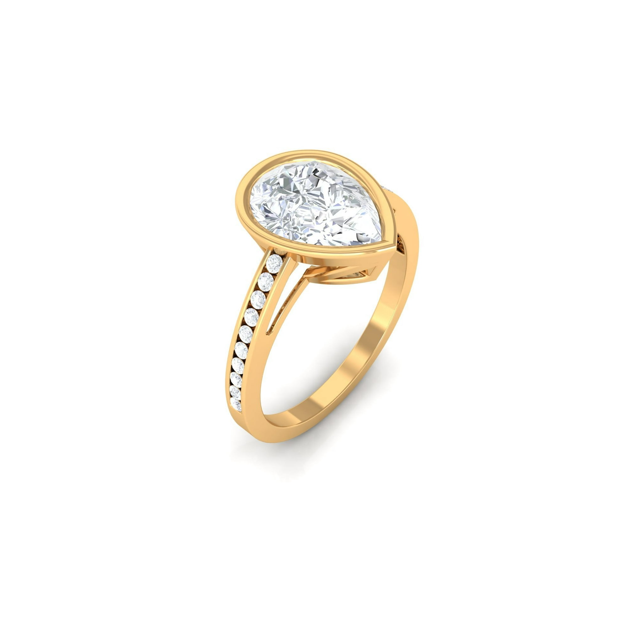 2.50 carat Pear Shape Diamond Yellow Gold Solitaire Ring