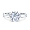 thumbnail image 1 of Bezel Set 6mm Round Engagement Ring Cubic Zirconia 925 Sterling Silver, 1 of 4