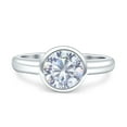 thumbnail image 1 of Bezel Set 8mm Round Engagement Ring Cubic Zirconia 925 Sterling Silver, 1 of 5