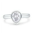 thumbnail image 1 of Bezel Set 9mmX7mm Pear Engagement Ring Cubic Zirconia 925 Sterling Silver, 1 of 5