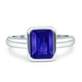 thumbnail image 1 of Bezel Set 9mmx7mm Ring Simulated Blue Sapphire CZ 925 Sterling Silver, 1 of 5