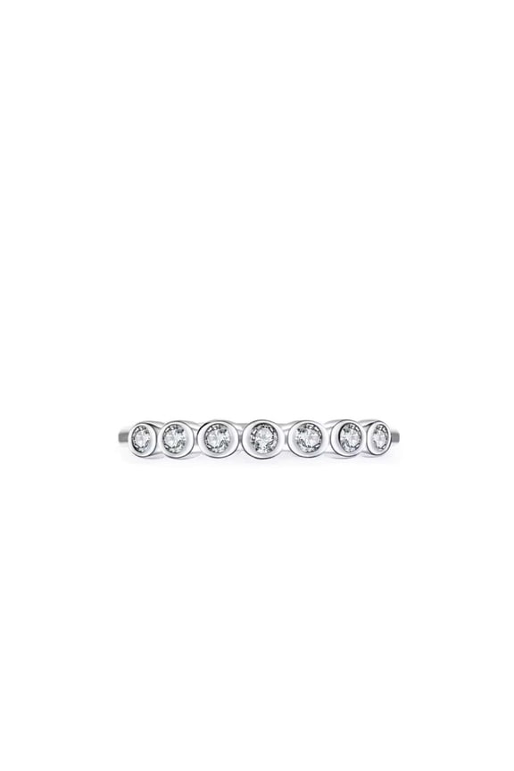 Bezel Set Bubble Diamond Seven Stone Ring 1.9 Ct Diamond 14K White Gold Over