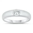 thumbnail image 1 of Bezel Set Clear CZ Round Plain Ring Sterling Silver Size 2, 1 of 3