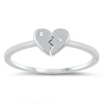 thumbnail image 1 of Bezel Set Clear Cubic Zirconia Broken Heart Ring Sterling Silver Size 5, 1 of 3