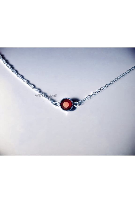 Bezel Set Dainty Red Ruby Gemstone Pendant for Women, 925 Sterling Silver, Valentine's Day Gift