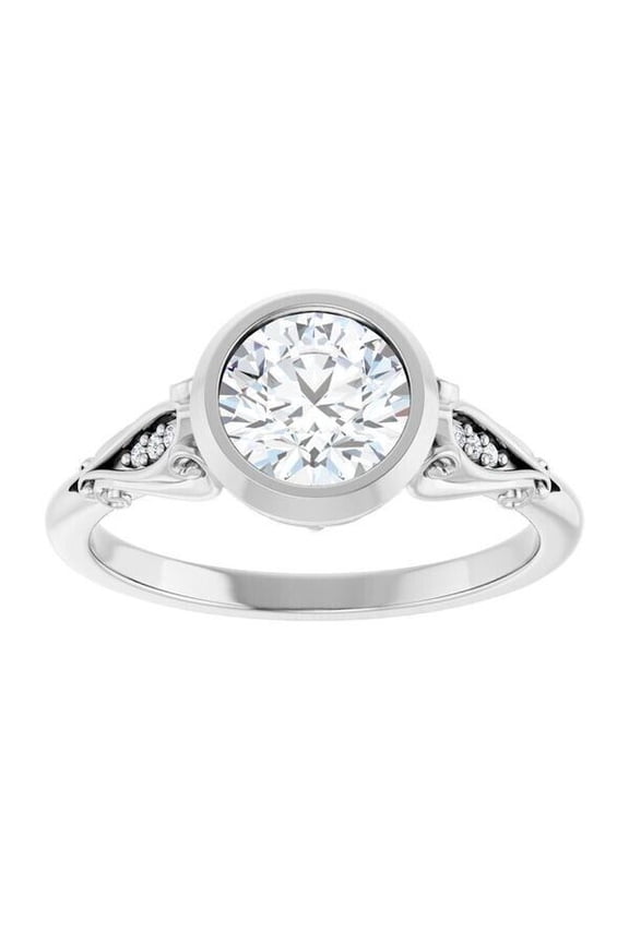 Bezel Set Diamond Engagement Ring, Round Cut Diamond Ring, Seven Stone Diamond Wedding Ring, 2.1 Ct Simulated Diamond, 925 Sterling Silver, Anniversary Gift Ring For Wife