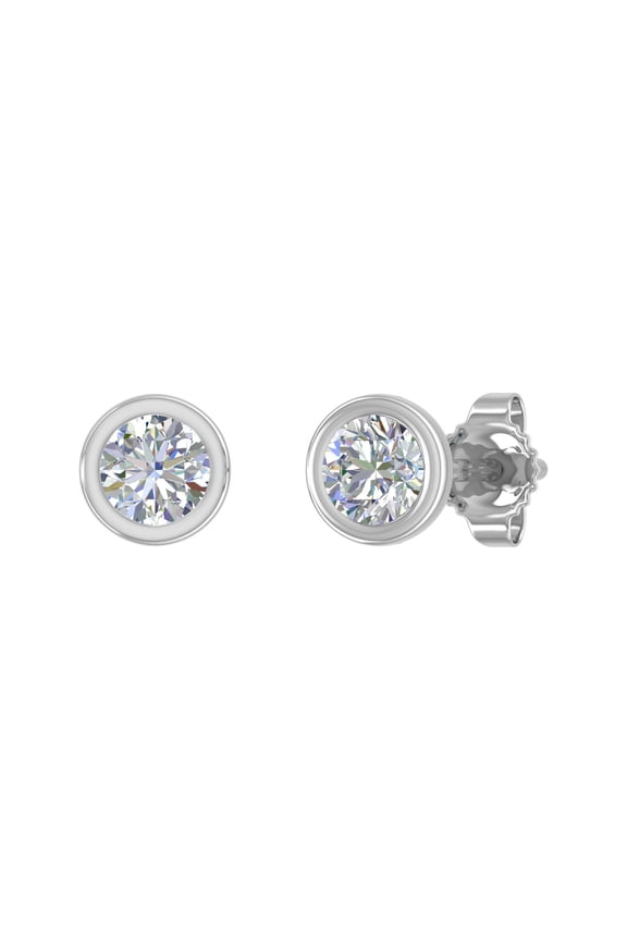 Bezel Set Diamond Stud Earrings in 10K White Gold (0.35 Carat)