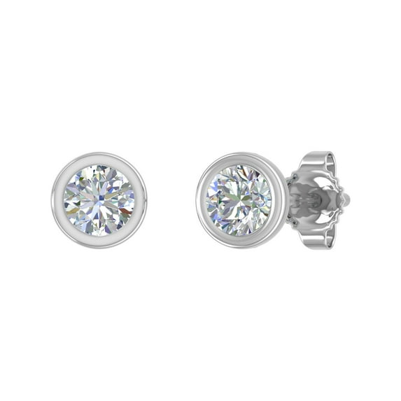 Bezel Set Diamond Stud Earrings in 10K White Gold (0.35 Carat)