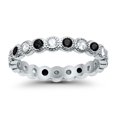 thumbnail image 1 of Bezel Set Full Eternity Ring Round Black CZ 925 Sterling Silver Size 4, 1 of 2