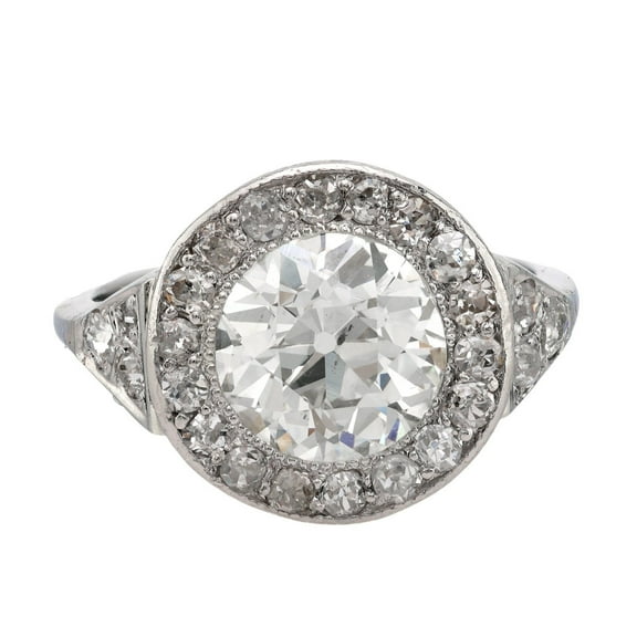 Bezel Set Milgrain Halo Diamond Anniversary Ring 14K White Gold Over 2.4 Ct Simulated Diamond