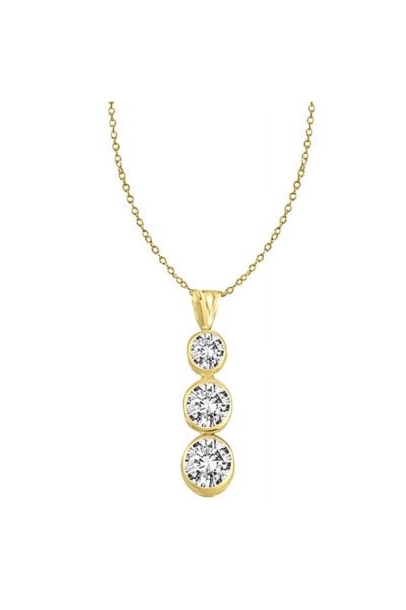 Bezel Set Pendant with Lab-made Graduating Round Brilliant Diamonds by Diamond Essence set in Vermeil