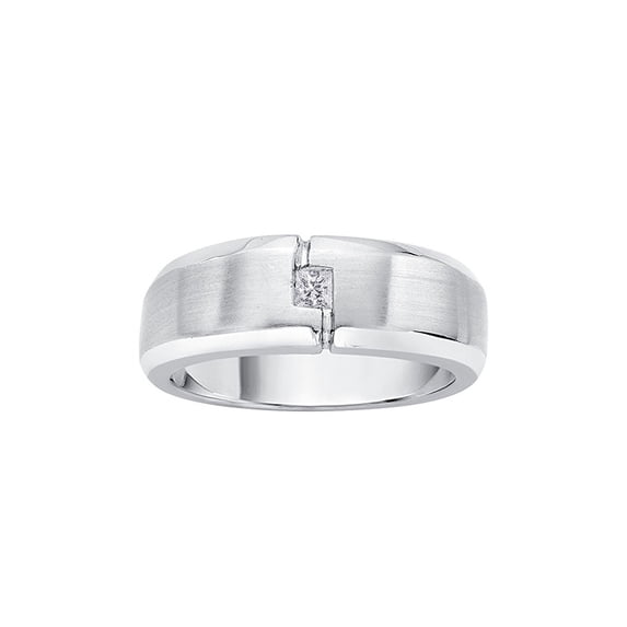 Bezel Set Princess Cut Diamond Men's Ring in 10K White Gold (1/6 cttw, H-I, I2-I3)