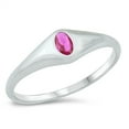 thumbnail image 1 of Bezel Set Simulated Ruby Cubic Zirconia Oval Center Ring Sterling Silver Size 2, 1 of 3