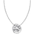 thumbnail image 1 of Bezel Set Slide Pendant with Simulated Round Brilliant Diamond by Diamond Essence set in 14K Solid White Gold, 1 of 1