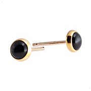 Bezel Set Small Stud Earrings Post Piercing for Cartilage Tragus Helix Multiple Piercing Hypoallergenic Birthstone Jewelry for Women Black Onyx 5mm / Gold Filled