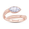 thumbnail image 1 of Bezel Set Solitaire Bypass Ring for Women, 0.85 Carat Marquise Shape IGI Certified Lab Grown Diamond Stackable Wedding Band Ring In 14K Solid Gold Jewelry, 1 of 3