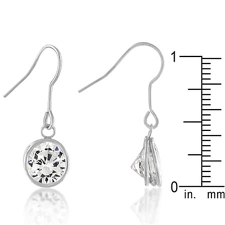 Bezel Solitaire Drop Earrings