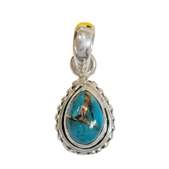 Bezel Turquoise Pendant, Solid Sterling Silver, Birthstone Turquoise Pendant, Genuine Turquoise Jewelry, Women Necklace Pendant, Gift Her