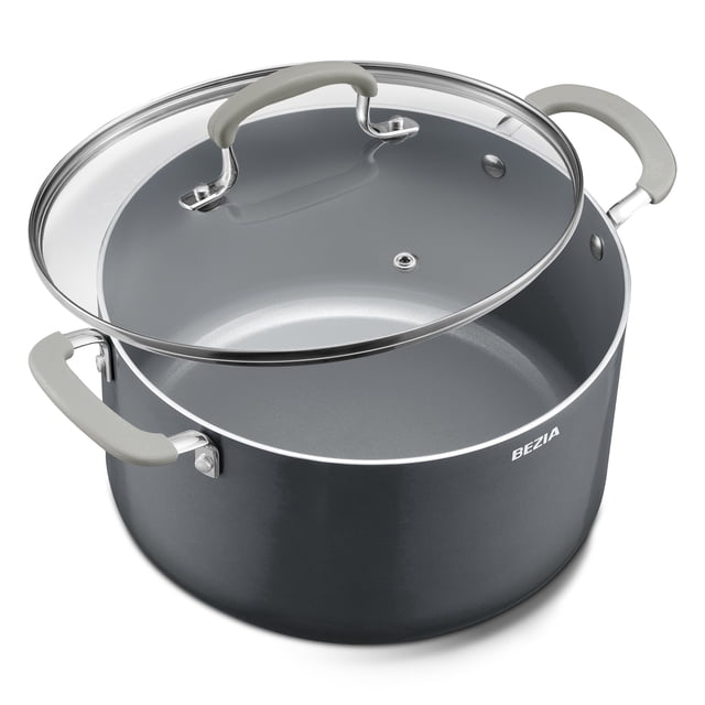 Bezia 8 QT Nonstick Stock Pot with Lid, Ceramic Nonstick Cooking Pot ...