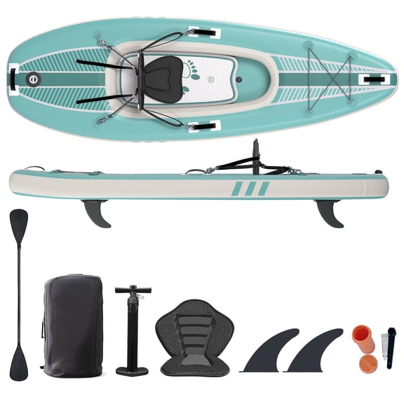 Bezliving 1 Person Inflatable Kayak for Adults, Drop-Stitch Floor, Tandem Kayak, Light Blue