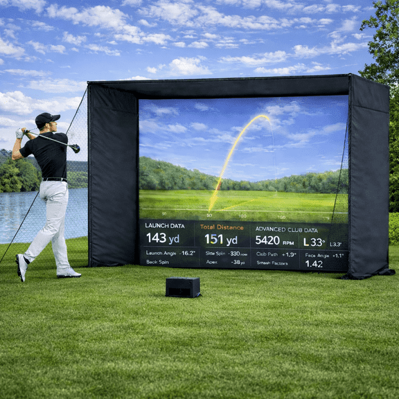 Bezliving 10 x 8 ft Golf Simulator Enclosure with Impact Screen, Indoor Home & Garage Golf Practice Net
